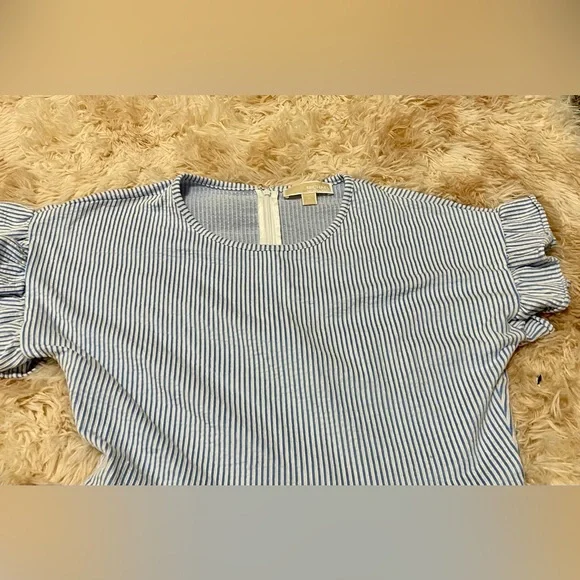 Michael Kors Striped Ruffled Faux-wrap Dress - Picture 5 of 5